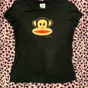 Paul Frank Black T-Shirt with Monkey Graphic